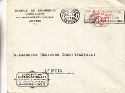 Belgique - Lettre De 1930 ° - Oblit Antwerpen - EMA - Empreintes Machines - Banque - Expo Int Coloniale Maritime - ...-1959