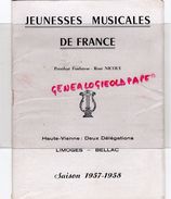 87 - LIMOGES- PROGRAMME JEUNESSES MUSICALES FRANCE-BELLAC-RENE NICOLY-1957-1958-SEVILLA-CIROULNIK-HISTOIRE DU SOLDAT- - Programas