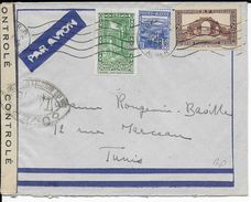 ALGERIE - 1942 - ENVELOPPE Par AVION De ALGER Avec CENSURE => TUNIS - Lettres & Documents