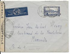 ALGERIE - 1942 - SEUL Sur LETTRE Par AVION De ALGER Avec CENSURE => MARSEILLE - Lettres & Documents