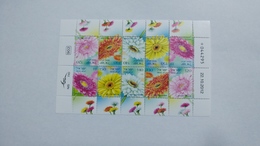 Israel-(il2322-2326kb)-gerberas Special Sheet-(block 10 Stamps)-(number Block-044295)-mint-22.10.2012 - Unused Stamps (with Tabs)