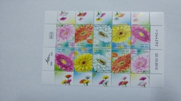 Israel-(il2322-2326kb)-gerberas Special Sheet-(block 10 Stamps)-(number Block-044292)-mint-22.10.2012 - Ongebruikt (met Tabs)