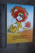 Old USSR Big Card - Lion And Turtle - Cartoon Card - Tortue - Schildkröten