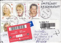62190- ACTORS, OLYMPIC GAMES, FLOWERS, STAMPS ON REGISTERED COVER, 2015, ROMANIA - Briefe U. Dokumente