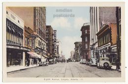Calgary Alberta Canada, Eight Avenue Street View, Stores, Hotel Royal C1930s Old Vintage Postcard - Calgary
