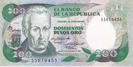 BILLETE DE COLOMBIA DE 200 PESOS DE ORO DEL AÑO 1984  (BANK NOTE) SIN CIRCULAR-UNCIRCULATED - Colombie