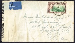 Delcampe - 194? Air Mail Letter To The USA SG 130   British Censor In Jamaica - Jamaica (...-1961)