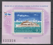 Romania 1981. Dunau Ships Sheet MNH (**) Michel: Block 176 / 2.50 EUR - Unused Stamps