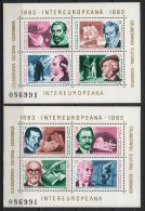 Romania 1983. Famous People Sheet-pair MNH (**) Michel: Block 193-194 / 6 EUR - Neufs