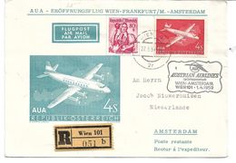 4156n1: Erstflug Austrian Airlines Wien- Amsterdam, Zuleitung Österreich, 1959 - Lettres & Documents