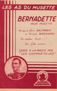 Partition Ancienne Bernadette Valse Musette Musique Jean Salimbéni  Charles Gaschard France Continentale TBE - Scores & Partitions