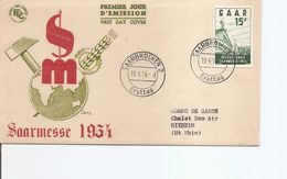 Sarre-Saarmesse ( FDC De 1954 à Voir) - Brieven En Documenten