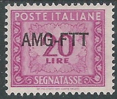 1949-54 TRIESTE A SEGNATASSE 1 RIGA 20 LIRE MH * - R16-2 - Strafport