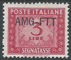 1949-54 TRIESTE A SEGNATASSE 1 RIGA 3 LIRE MH * - R16-2 - Strafport