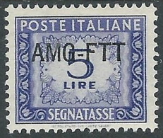 1949-54 TRIESTE A SEGNATASSE 1 RIGA 5 LIRE MH * - R16-2 - Postage Due