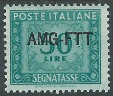 1949-54 TRIESTE A SEGNATASSE 1 RIGA 50 LIRE MH * - R16-2 - Postage Due