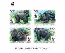 Centrafrica 2015, WWF, Gorillas, 4val In BF IMPERFORATED - Gorilas