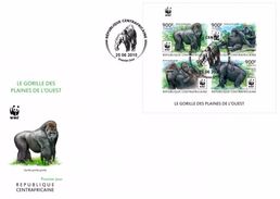 Centrafrica 2015, WWF, Gorillas, 4val In BF IMPERFORATEDin FDC - Gorilles