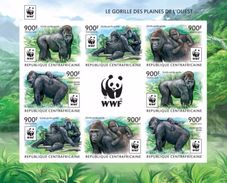 Centrafrica 2015, WWF, Gorillas, 8val In BF IMPERFORATED - Gorilles