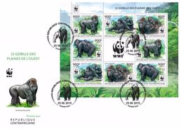 Centrafrica 2015, WWF, Gorillas, 8val In BF In FDC - Gorilas