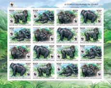 Centrafrica 2015, WWF, Gorillas, 18val In BF IMPERFORATED - Gorillas