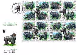 Centrafrica 2015, WWF, Gorillas, 18val In BF In FDC - Gorilas