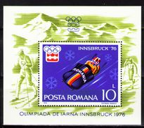 Romania 1976 Winter Olympic Games INNSBRUCK Sports Skiing Bobsleigh Skateboard Stamps MNH Scott 2602  Michel BLK128 - Sammlungen