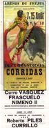 83 - FREJUS- AFFICHETTE ARENES -SIMON CASAS-7/15 AOUT 1970- CORRIDA -MIGUEL ZABALLOS-CURRO VASQUEZ-FRASCUELO-NIMENO II- - Plakate