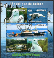 GUINEE FRANCOPHONE 1998, GREENPEACE OISEAUX ALBATROS  BATEAU GREENPEACE, 6 Valeurs En Feuillet, Oblitéré / Used. R885 - Albatros