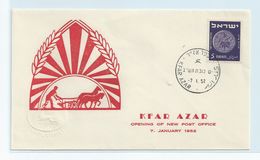 ISRAEL  COVER. OPENING OF NEW POST OFFICE -  KFAR AZAR 1952 #I229. - Briefe U. Dokumente