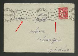 TOURS GARE / KRAG / Lignes Ondulées à L'envers !!! / INDRE ET LOIRE Paix 1935 - Mechanical Postmarks (Advertisement)