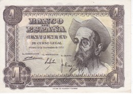 BILLETE DE ESPAÑA DE 1 PTA DEL AÑO 1951 SIN CIRCULAR EL QUIJOTE  SERIE N (UNCIRCULATED) - 1-2 Peseten