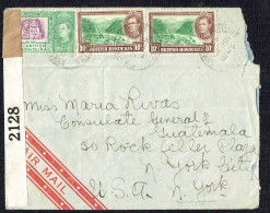 1942  Air Letter To USA  SG 150, 155 X2 US Censor Tape - Honduras Britannico (...-1970)