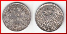 **** ALLEMAGNE - GERMANY - HALF MARK 1916 D -1/2 MARK 1916 D - EMPIRE - ARGENT - SILVER **** EN ACHAT IMMEDIAT - 1/2 Mark