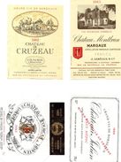 Lot De 4 étiquettes Vin De Bordeaux Graves1982-Listrac Médoc1983-Margaux1985-Haut-Médoc 1986  (val) - Lots & Sammlungen