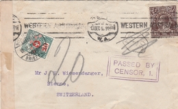 Australien-Zensur-Brief Nach Biel/Schweiz-Nachporto 20 Rp. - Covers & Documents