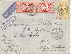 MOYEN CONGO PAR AVION POUR NICE . TIMBRES FRANCE LIBRE - Covers & Documents