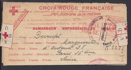 FR - 1943 - Message Croix Rouge Avec Réponse, En Recommandé De Paris Pour Casablanca, Contrôlé Par La Censure Allemande - Rotes Kreuz