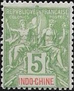 INDOCHINE-Poste 1892/96-YT N°6 -5c.vert Clair - NEUF * - Nuovi