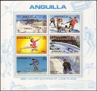 Anguilla 1980 Winter Olympic Games Lake Placid Sports Ice Hockey Skiing Figure Skating Stamps MNH SG MS395 Michel BL30 - Figure Skating