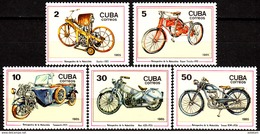 CUBA 1985, TRANSPORT, OLD MOTORCYCLES, COMPLETE MNH SERIES With GOOD QUALITY, *** - Neufs