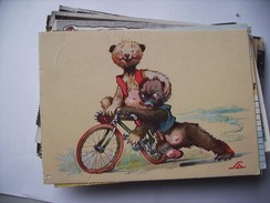 Two Bears And A Bike - Animales Vestidos