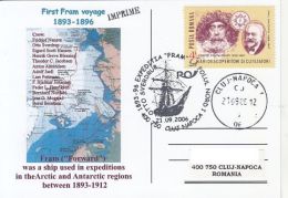 62417- FRAM SHIP, CREW, ARCTIC EXPEDITION, SPECIAL POSTCARD, 2006, ROMANIA - Arctische Expedities