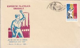 5473FM- ANNIVERSARY OF THE 1920 GREAT STRIKE, SPECIAL COVER, 1980, ROMANIA - Lettres & Documents