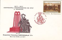 62514- ROMANIAN INDEPENDENCE DAY CENTENARY, SPECIAL COVER, 1977, ROMANIA - Lettres & Documents