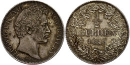 1/2 Gulden, 1845, Ludwig I., AKS 79, J. 61, Vz.  Vz1 / 2 Guilder, 1845, Ludwig I., AKS 79, J. 61, Extremley... - Autres & Non Classés