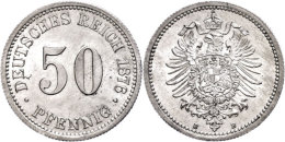 50 Pfennig, 1876 B, Wz. Schrötlingsfehler Auf Dem Avers, F. St., Katalog: J. 7 50 Penny, 1876 B,... - Autres & Non Classés
