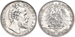 2 Mark, 1876, Friedrich I., Vz., Katalog: J. 19 Vz2 Mark, 1876, Friedrich I., Extremley Fine, Catalogue: J. 19... - Autres & Non Classés