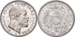 2 Mark, 1891, Nicolaus Friedrich Peter, Vz., Katalog: J. 93 Vz2 Mark, 1891, Nicolaus Friedrich Peter, Extremley... - Autres & Non Classés