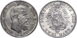 2 Mark, 1888, Friedrich III., Henkelspur, Patina, Ss-vz., Katalog: J. 98 Ss-vz2 Mark, 1888, Friedrich III.,... - Autres & Non Classés